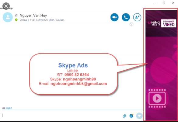 Các vị trí quảng cáo banner trên skype
